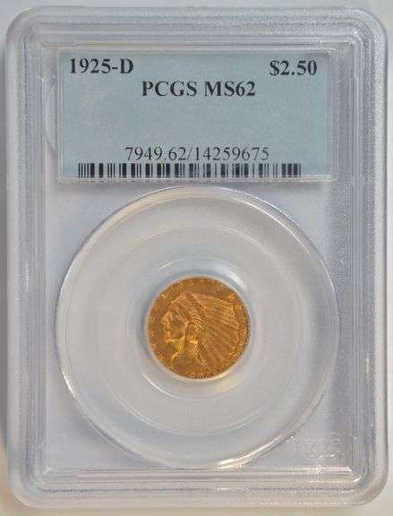 Choice BU 1925-D $2.50 Indian Gold Piece. PCGS MS62. Great color