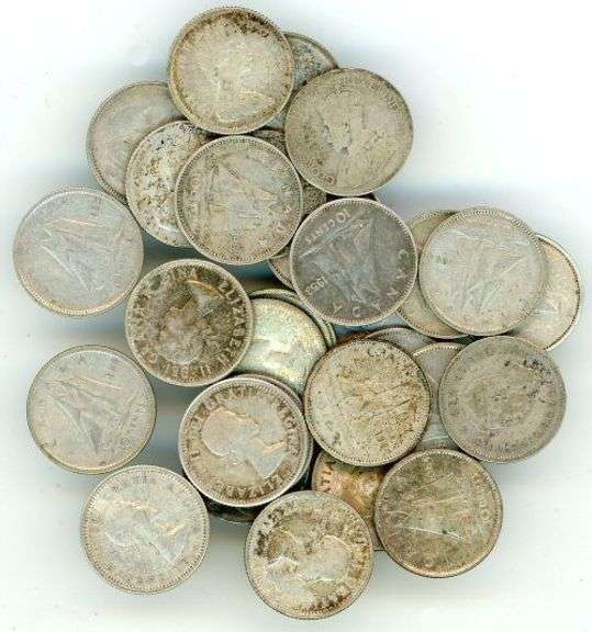 30 Canadian 80% Silver Dimes