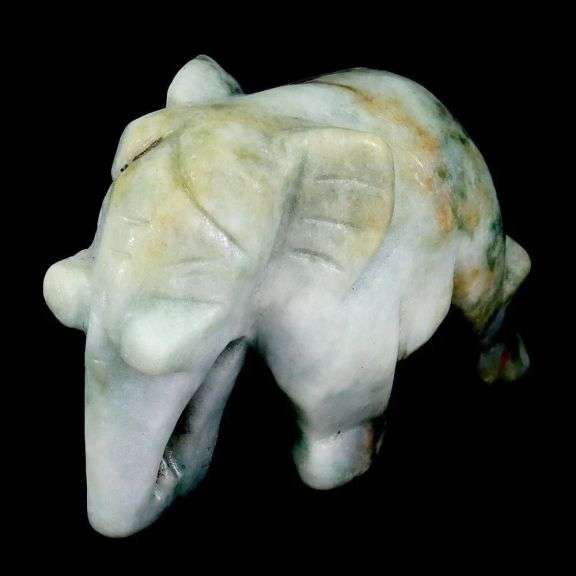 Outstanding 269.50ct mossy Jadite Jade elephant carving!