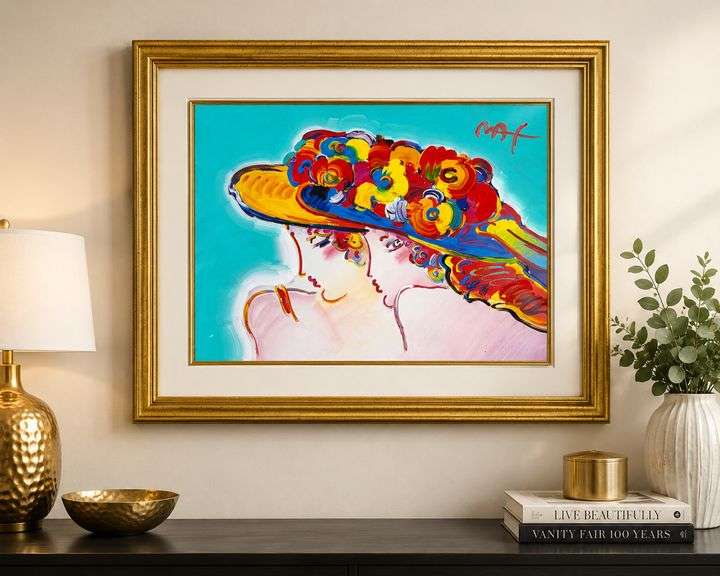 Rare Peter Max Original Mixed Media with Acrylic "Friends"