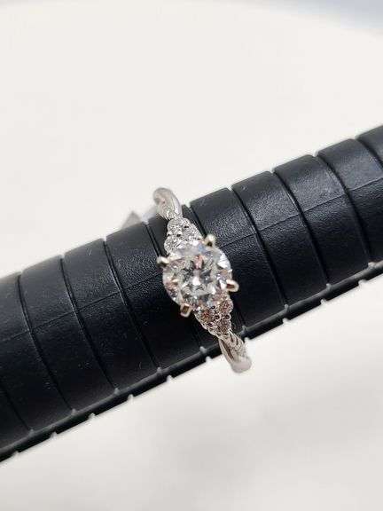 Certified 14k White Gold Engagement Ring, Gabriel & Co.