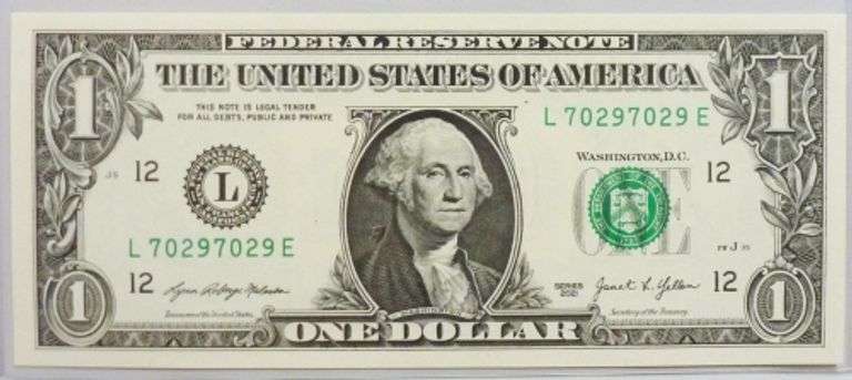 Super Crisp 2021 $1 Note S.F. Fancy Repeater Serial Number 70297029!
