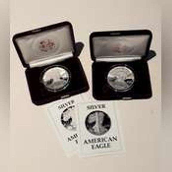 1987 S &1988 S Proof Silver Eagles Box and Papers