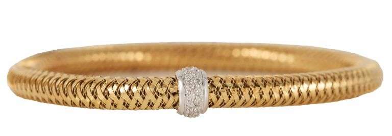 Roberto Coin Primavera 0.22ctw Diamond Two Tone Flex Bangle Bracelet in 18K