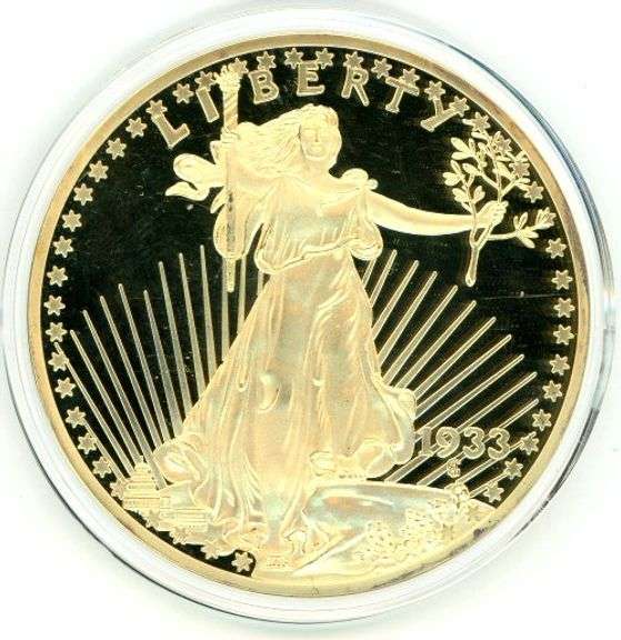 Gold-Plated Oversized Replica of 1933 St. Gaudens Gold Piece