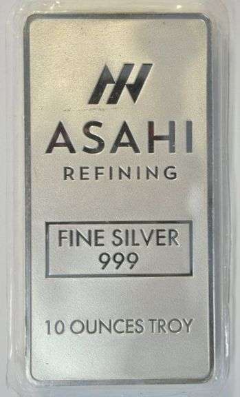 Attractive ASAHI 10 Troy Ozs .999 Fine Silver Bar in plastic