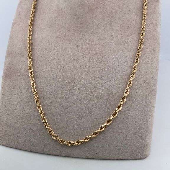 14K SOLID YELLOW GOLD ROPE CHAIN.