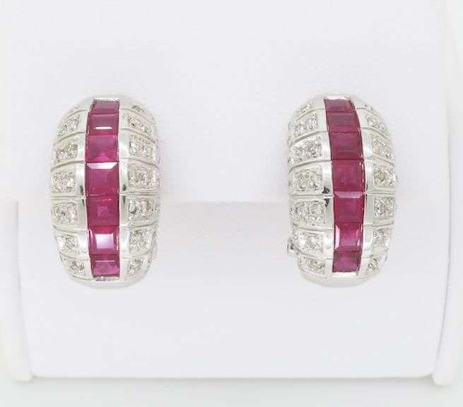 Ruby & Diamond Huggie Earrings