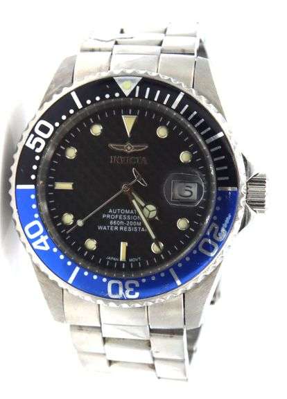 Invicta automatic blue bezel watch