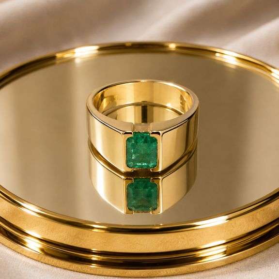 Men's Ring: Magnificent Natural Emerald in 18k yellow gold, 13.7GR, 1.80ctw emerald,  Size: 11