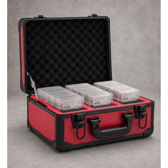 Aluminum Graded Trading Card Storage Case with Foam Inserts
