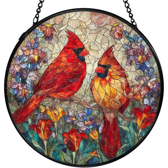 Cardinal Stained Glass Suncatcher