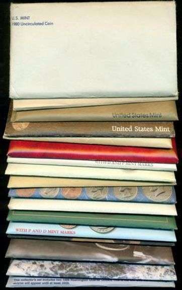 Complete run of 17 Different US Mint Sets 1980-1998