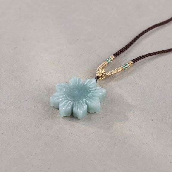 Genuine Jadeite Sun Pendant Necklace