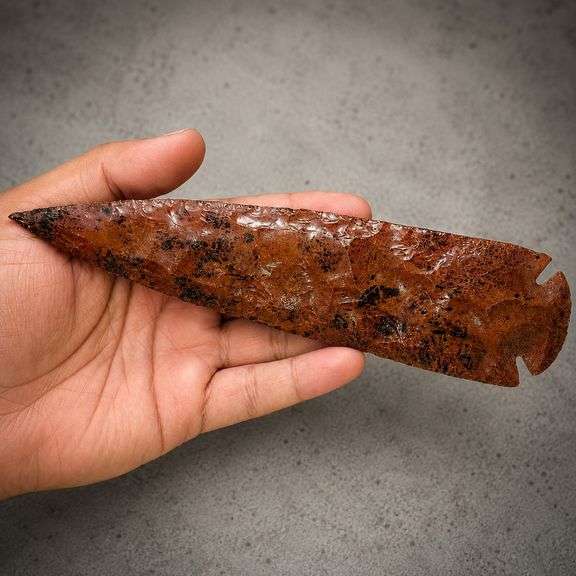 Hand-Carved Mahogany Obsidian Arrowhead
