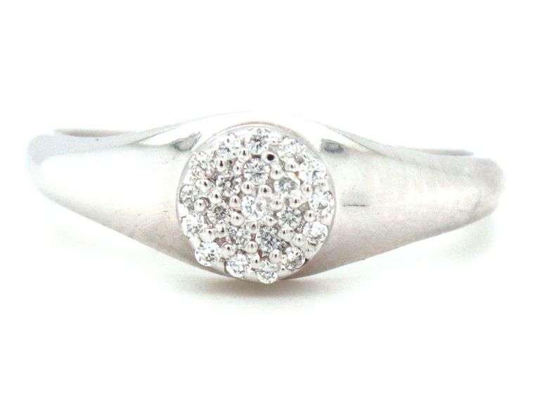 14kt White gold 0.08ctw pave diamond band