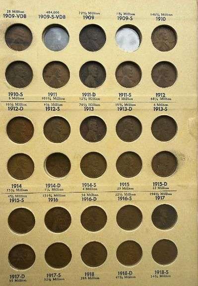 Near Complete Lincoln Cents 1909-1940 Without the Keys