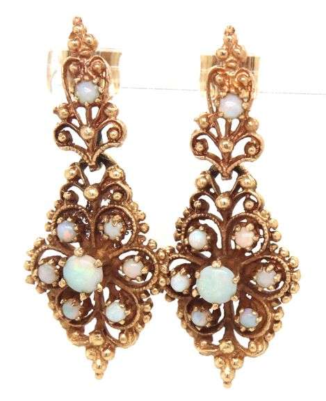 Pretty Antique Style Opal Dangle Earrings