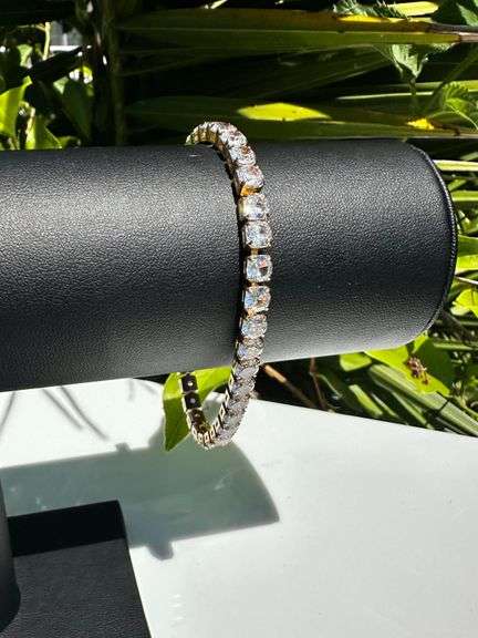 Sparkling 14 Kt Yellow Gold Plated Tennis Bracelet