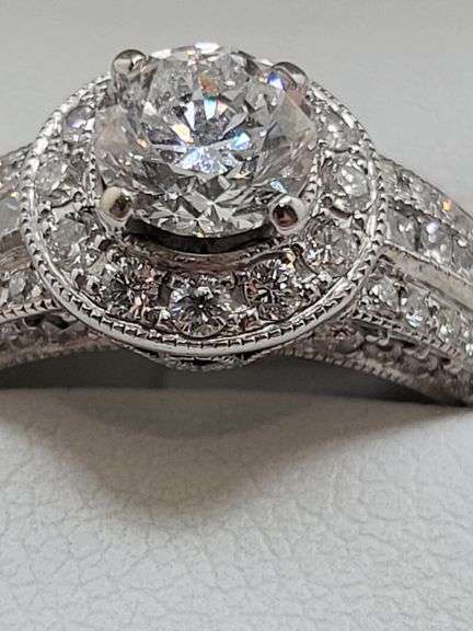 Certified 14k White Gold Engagement Ring