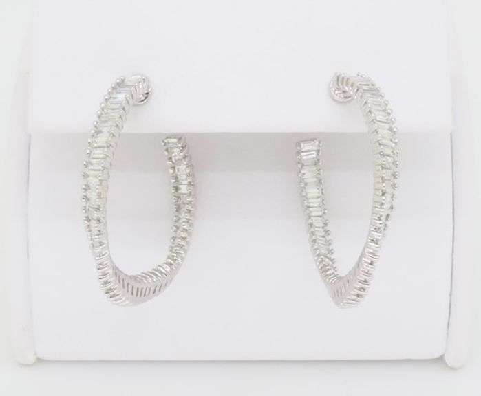 Unique Baguette Cut Diamond Twist Hoops