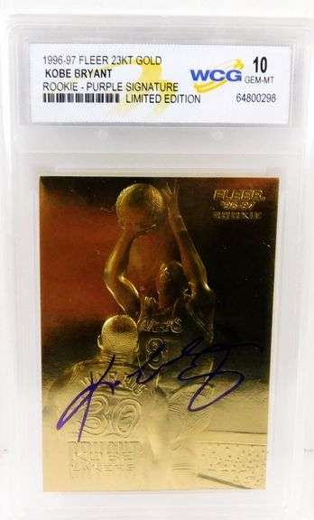 Kobe Bryant 23KT Rookie Purple Signature Card, 10 Gem Mint
