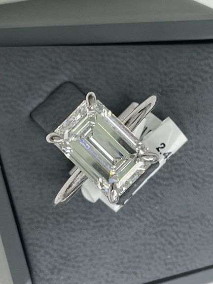 CERTIFIED BRAND NEW Emerald Cut Diamond Solitaire Ring 3.5 Carat 14K White Gold 4-Prong