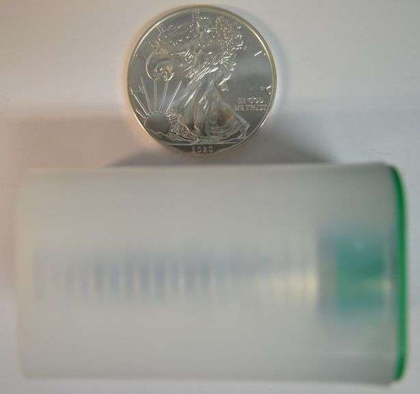 Superb Original Gem BU Roll of 20 2020 $1 American Silver Eagles in tube