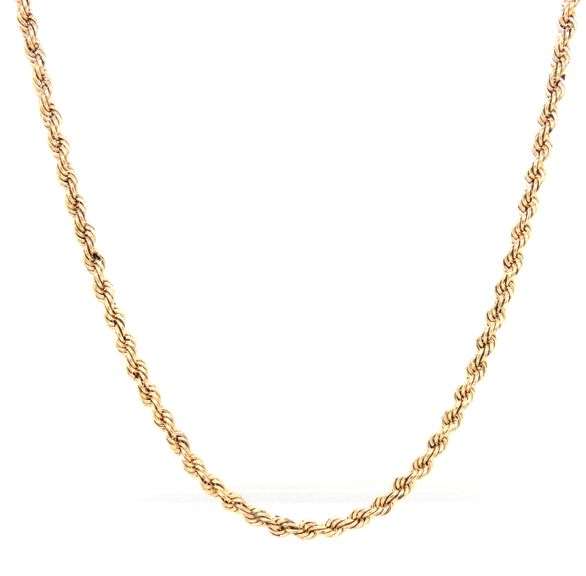 14kt Yellow gold rope chain necklace