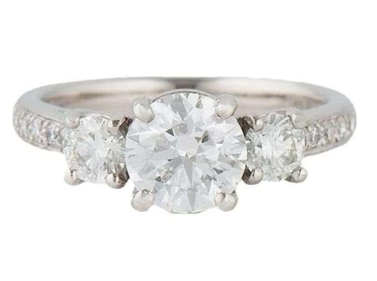H. Levi & Co. 1.54ctw Round Diamond Three Stone Straight Engagement Ring in Platinum