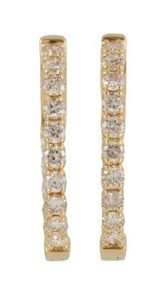 1.41ctw Round Diamond Inside Out Hoop Earrings in 14K