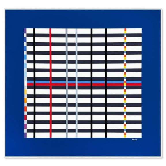 "Hommage du Mondrian (Dark Blue)" by Yaacov Agam