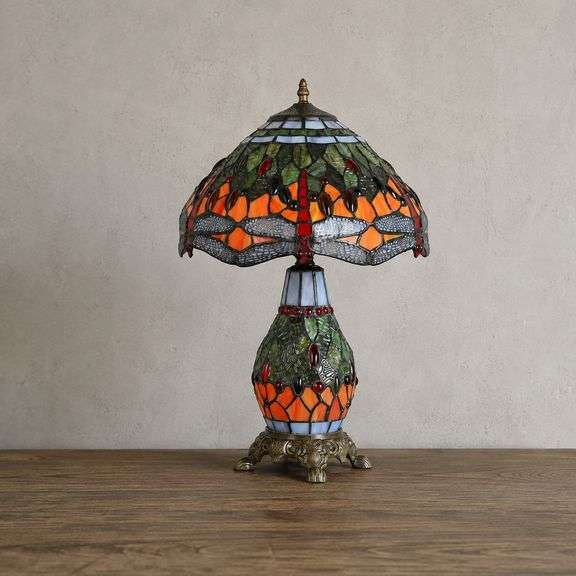 Dragonfly Tiffany Style Stained Glass Lamp