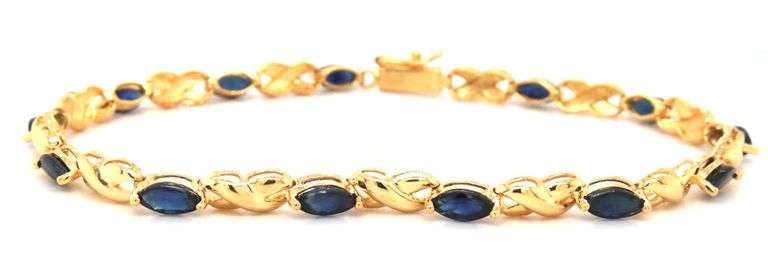 Tasteful 14K YG Marquise Sapphire Bracelet
