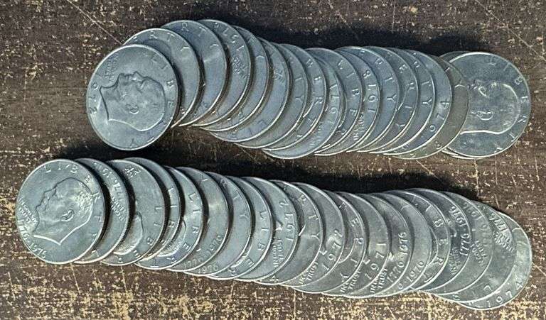 Lot of 40 assorted Eisenhower Dollar pieces (2 rolls of 20 each)