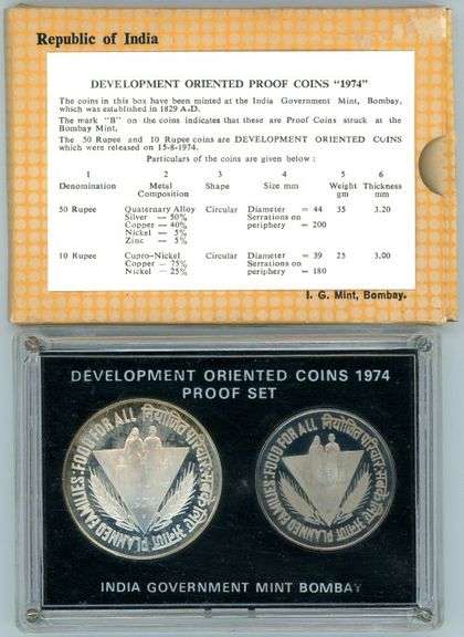 1974 India 2-Piece Development Oriented Proof Set in Original Package