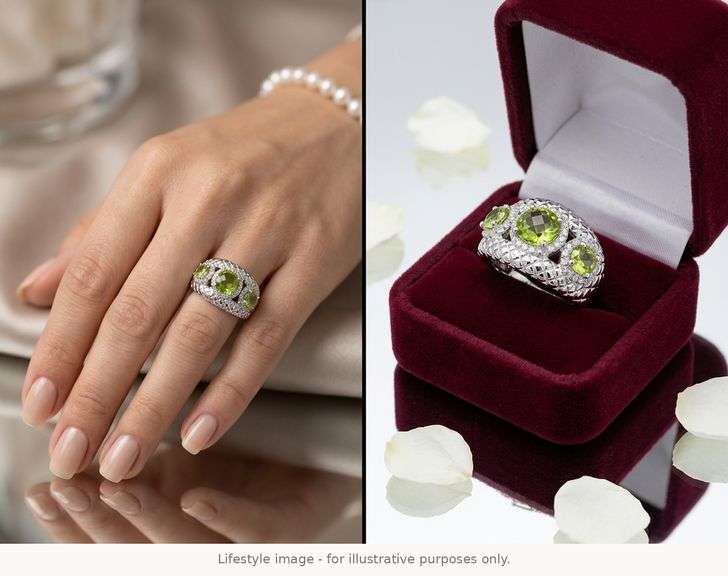 CERTIFIED BRAND NEW 14K WHITE GOLD DIAMOND AND PERIDOT RING