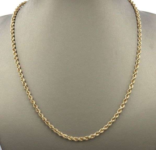 Useful 14K YG Diamond Cut Rope Necklace