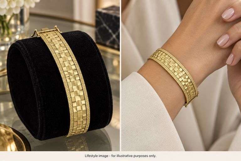 Italian Textured Yellow Gold Bracelet