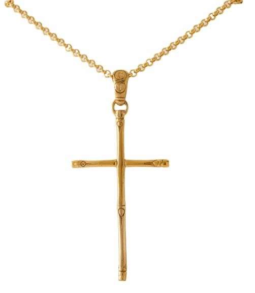 John Hardy Bamboo Cross Pendant Necklace in 18K
