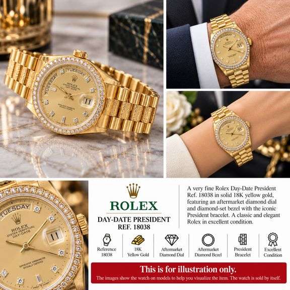 Very Fine Rolex Day-Date President Ref. 18038 in 18K Yellow Gold