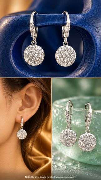 DAZZLING 14K WHITE GOLD LEVER BACK EARRINGS WITH 3.10 CARAT OF DIAMOND