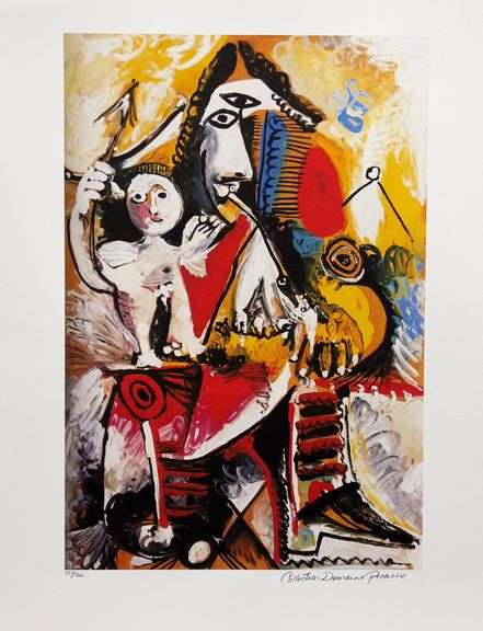 Pablo Picasso, Child On Man's Lap, Hand Signed by the Estate