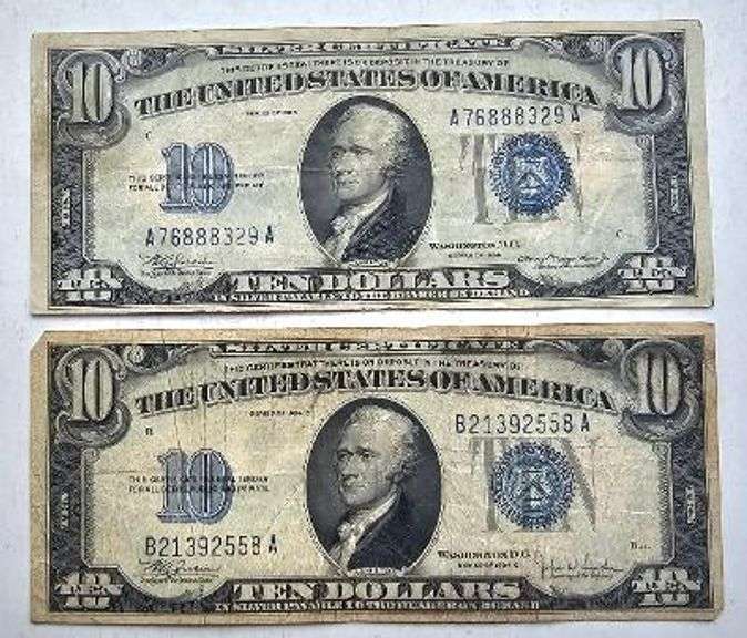 1934 A &D US $10 Silver Certificates