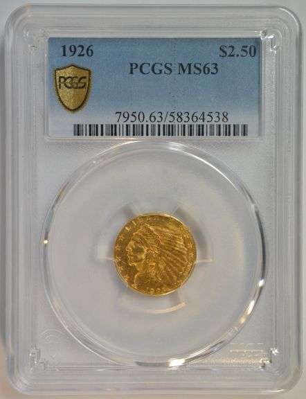 Very Choice BU 1926 $2.50 Indian Gold Piece. PCGS MS63