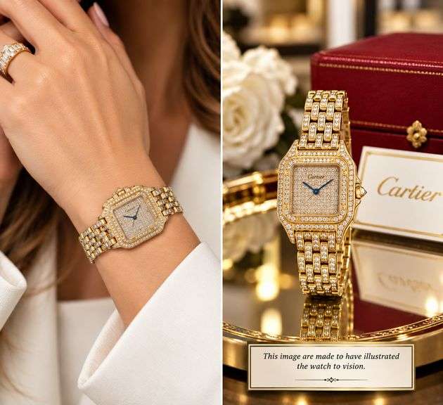 LADIES CARTIER PANTHERE WATCH. 18K SOLID GOLD . ALL DIAMONDS