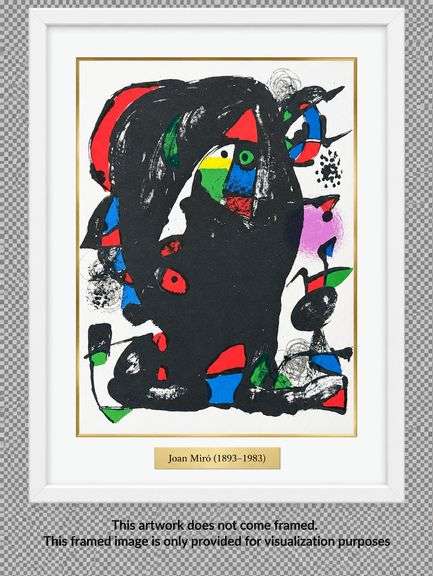 Vintage Joan Miró Original Color Lithograph – Litógrafo IV Plate V – Mourlot 1259
