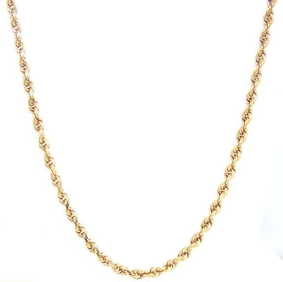 Traditional 14K YG Solid Rope Necklace