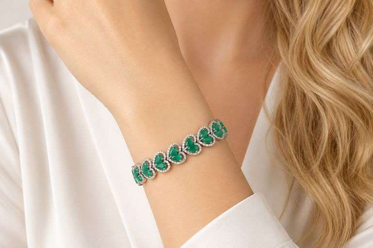 Heart Throbbing Heart Shaped Brand New European 9.00CTW Oval Cut Faceted Natural Emerald & 4.00CTW D