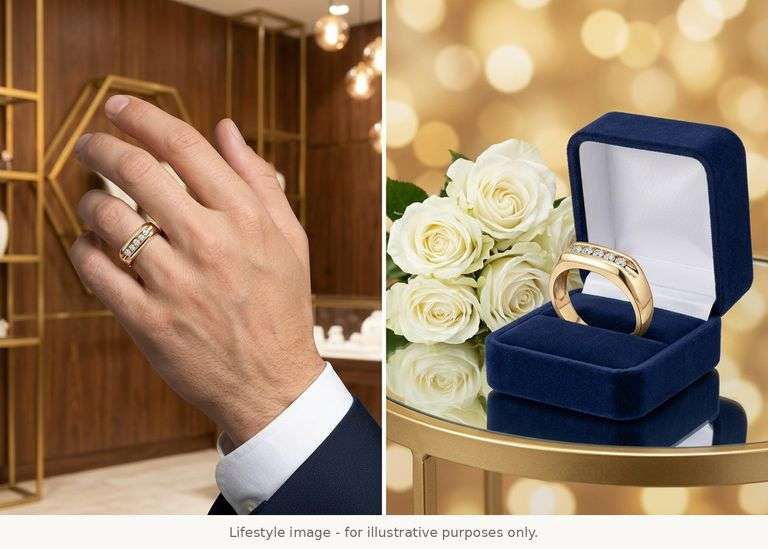 MENS 14K YELLOW GOLD AND DIAMOND BAND